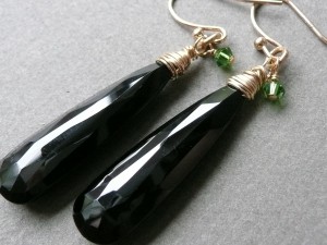 spinel and green crystal earrings